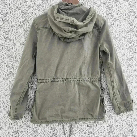 blanc noir Cotton Army Green Utility Jacket Hooded Women's M - Picture 2 of 6